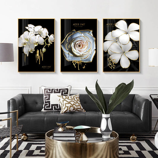 Black and White Luxury Flower Framed Posters-A