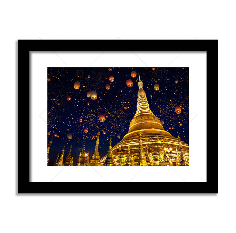 Shwedagon-Pagoda-with-Lanterns Framed Poster