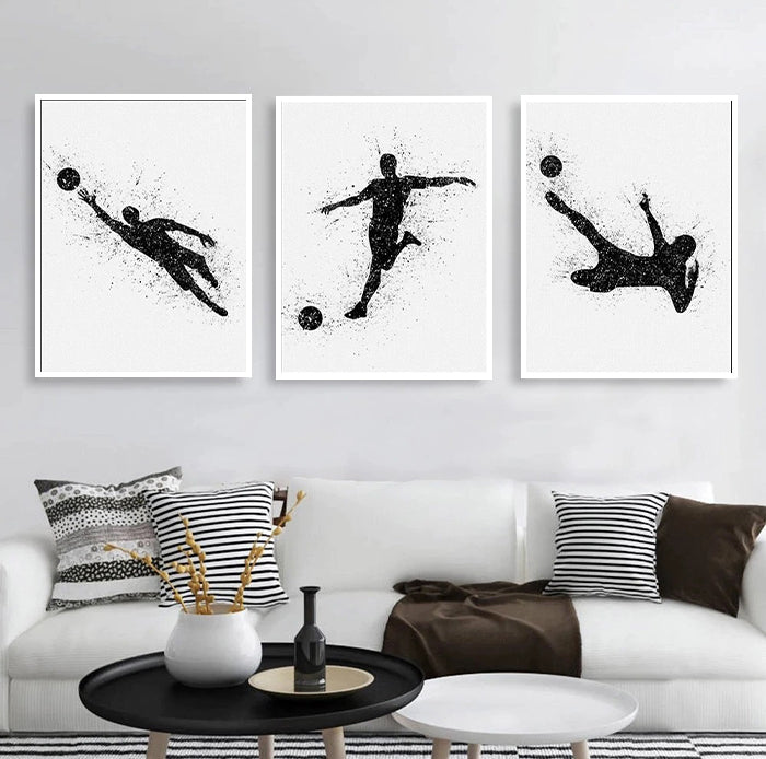 Abstract Black Soccer Wall Art Framed Prints