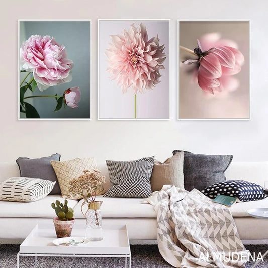 Beauty Life Pink Flowers Framed Wall Arts