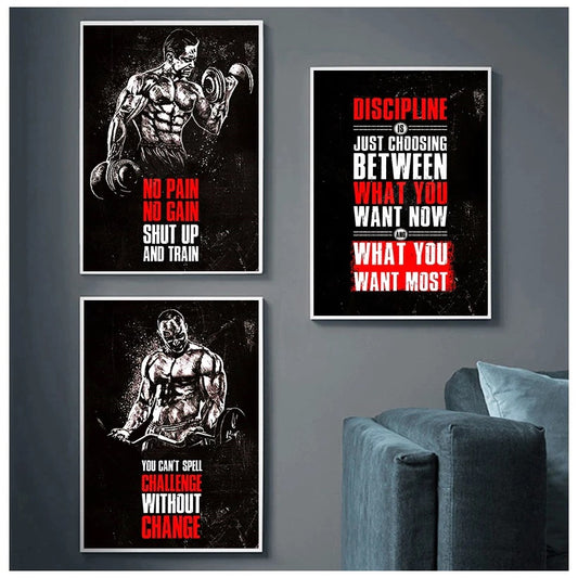 Fitness Motivational Quotes Wall Art Framed Prints