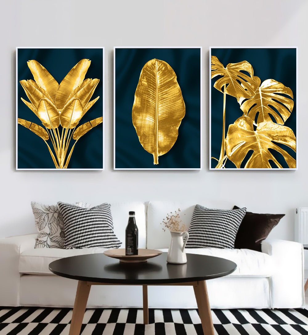 Nordic Modern Golden Leaves Framed Arts