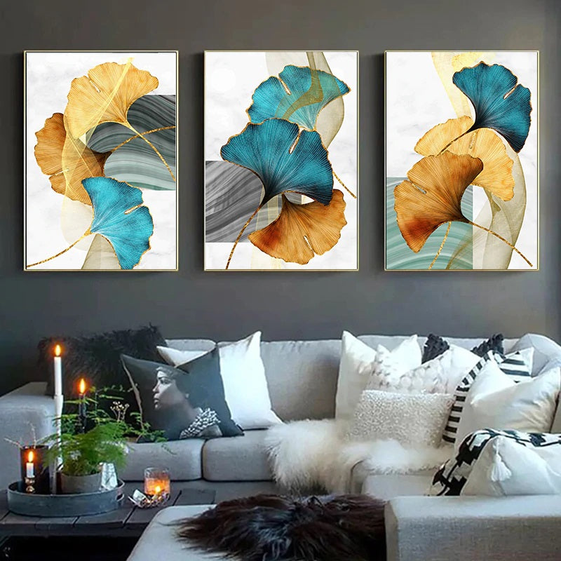 Modern Nordic Leaves Art Framed Prints