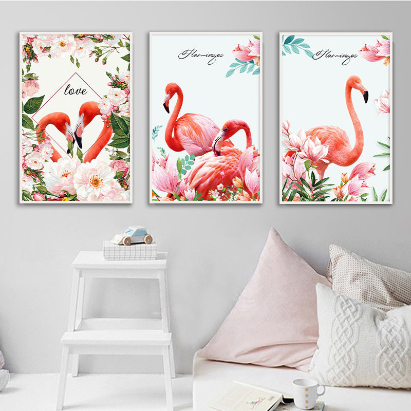 Pink Nordic Romantic Flamingo Framed Wall Posters