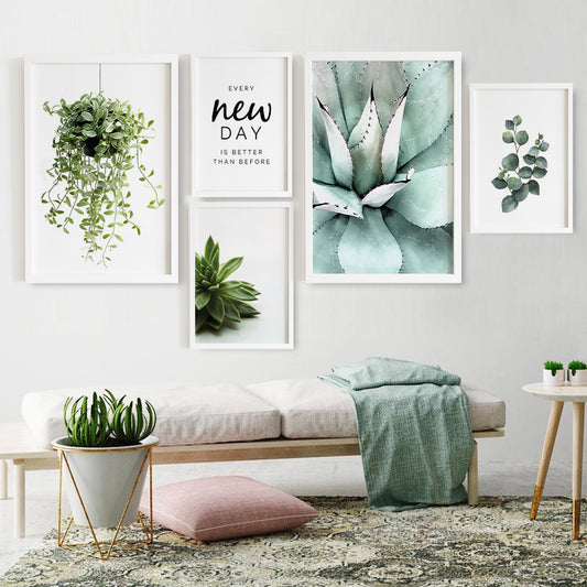 Green Plant Eucalyptus Art Framed Prints