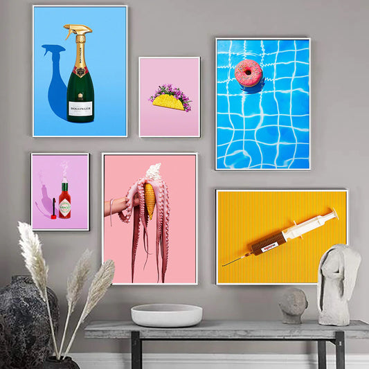 Nordic Minimalist Colorful Framed Posters