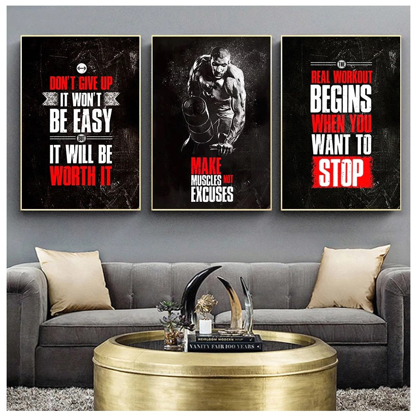 Fitness Motivational Quotes Wall Art Framed Prints